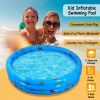 51X13” Inflatable Swimming Pool Blow Up Family Pool For 3 Kids Foldable Swim Ball Pool Center W/ 4 Valves Bottom Water Drain Plug For Indoor Backyard