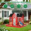 Metal Hanging Bird Feeder House Classic Barn Bird Feeder House Iron Hanging Outdoor Feeder With Visible Window And Lift Top Lid 15.75In Hanging Length