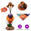 Porch Goose Halloween Costume For 23" Goose Statue Pumpkin Bandana & Cowboy Hat Halloween Yard Decor