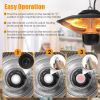 1500W Outdoor Patio Heater Electric Hanging Heated Ceiling Mounted Heating Lamp Ip23 Waterproof With 3 Heating Levels 30Mins/60Mins Timer 2 Remote Con