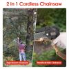 2-In-1 Cordless Pole Saw & Mini Chainsaw Electric Mini Chainsaw Length Adjustable Cordless Chain Saw With 2Pcs 3000Mah Batteries 4In/6In Chains For Tr