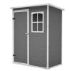 5X3Ft Resin Outdoor Storage Shed With Floor Lockable Garden Shed With Window Sloped Roof Weather-Resistant Tool Shed For Garden Tools, Pet House And B