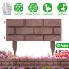 12Pcs Stone Fence Edging Panels, Imitation Stone Pp Garden Border With Rotatable Connectors, Easy Snap Assembly Adjustable Angle For Garden Yard Lawn