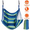 440Lbs Hammock Hanging Chair Canvas Porch Patio Swing Seat Portable Camping Rope Seat W/ 2Pillows