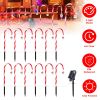 Solar Christmas Candy Cane Lights With 12 Candies 72Leds Outdoor Christmas Decorations Ip44 Waterproof Flickering Pathway Markers String Lights With 8