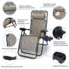2Packs Zero Gravity Lounge Chair W/ Dual Side Tray 330Lbs Load Foldable Recliner Chair W/ Stress Relief Pillow Patio Poolside Beach Lying Chair
