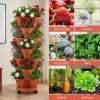 7 Tier Stackable Vertical Planter With Wheels Strawberry Planter Tower Space Saving Garden Planter With Drainage System Rolling Herb Flower Vegetable