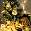13.78Ft Christmas Snow Globe String Light Battery Powered 10 Led Bulbs Indoor Christmas Lights With Pine Needles Snowflakes Berries