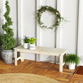 2-Seat Wood Garden Bench, Patio Bench Outdoor Bench with Slatted Seat, Backless Front Porch Bench