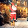 7Ft Inflatable Hanging Santa Christmas Decoration With Warm White Led Lights Built-In Fan Outdoor Blow Up Christmas Yard Decor For Lawn Garden Roof Ea