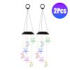 2Pack Solar Moon And Star Wind Chimes 7 Color Changing Wind Chimes For Outside Ipx4 Waterproof Outdoor Garden Yard Decor