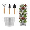 7 Tier Stackable Vertical Planter With Wheels Strawberry Planter Tower Space Saving Garden Planter With Drainage System Rolling Herb Flower Vegetable