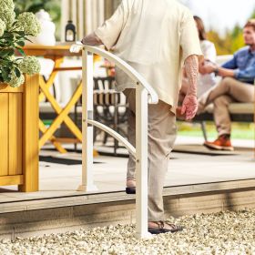 1-3 Step Metal Handrails for Outdoor Steps, Porch Deck Stair Railing with Installation Kit for Concrete Steps, White