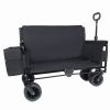 3-In-1 Folding Wagon Cart With Bench Seat, Patent Protection- Includes 1 Ice Pack, 500Lbs Heavy-Duty Utility Wagon, 180L Capacity All-Terrain Wheels F