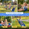 3 In 1 Swing Set With Slide For Backyard, Outdoor Playground Set With 33 Inch Saucer Swing, Belt Swing And Kids Slide, Heavy Duty A-Frame Steel Swing