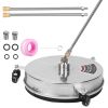 15In High Pressure Washer Flat Surface Cleaner 4000Psi Stainless Steel Disc Power Washer Broom With 3 Wheels 2 Washer Extension Wands 2 Replacement No