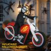 6 Ft Halloween Inflatable Grim Reaper On Motorcycle Outdoor Decoration With Built-In Led Lights, Ip44 Weather-Resistant Blow Up Skeleton Biker With St