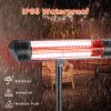 1500W Infrared Heater With Stand Electric Outdoor Patio Heater Ip65 Waterproof Tripod Wall Mount With 2 Remotes 3 Heating Levels For Home Restaurant Y