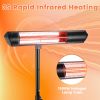 1500W Infrared Heater With Stand Electric Outdoor Patio Heater Ip65 Waterproof Tripod Wall Mount With 2 Remotes 3 Heating Levels For Home Restaurant Y