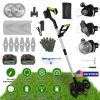 21V Electric Weed Edger Cordless String Trimmer Grass Mower Eater Bush Cutter With 16800Rpm 2X 3000Mah Batteries 3.6-4.6Ft Length 90° Rotatable Angle