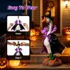 Porch Goose Halloween Costume For 23" Goose Statue Pumpkin Spider Wizard Hat, Red & Black Cape Outfit Halloween Yard Decor