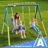 Swing Set For Backyard, 330Lbs Swing Set With Heavy-Duty A-Frame Metal Outdoor Swing Stand, 1 Saucer Swing Seat & 1 Belt Swings Seat