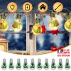 13.78Ft Christmas Snow Globe String Light Battery Powered 10 Led Bulbs Indoor Christmas Lights With Pine Needles Snowflakes Berries