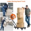 Folding Hand Truck Collapsible 165Lbs Heavy Duty Luggage Cart Foldable Utility Dolly Platform Cart With 3-Length Telescopic Handle 6 Wheels 1 Elastic