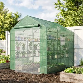 8' x 6' x 7' Temporary Greenhouse for Growing Flowers with Mesh Door & Windows Green