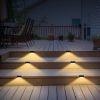4Pcs Solar Powered Led Step Lights Outdoor Ip55 Waterproof Dusk To Dawn Sensor Fence Lamps For Stairs Yard Railing