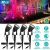 4Pcs Landscape Lights Color Changing Landscape Spotlight Ip65 Waterproof Rgbw Led Colorful Stake Light With Remote Control 16 Color 4 Dynamic Light Mo