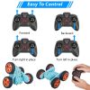 Kid Driving Rc Stunt Car 7 Color Strip Light Dynamic Music Swing Arm Double-Sided   Rolling Remote Control Car Off Road 2.4Ghz 4Wd Rechargeable Racing