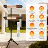 1500W Infrared Heater With Stand Electric Outdoor Patio Heater Ip65 Waterproof Tripod Wall Mount With 2 Remotes 3 Heating Levels For Home Restaurant Y