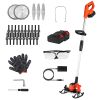 Cordless Grass Trimmer With Wheels 2Pcs 3.0Ah Batteries Rechargeable Handhold Lawn Mower With 3 Types Of Blades Head Angle Adjustable Lightweight For