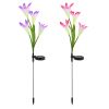 2Pcs Solar Garden Lights Outdoor Lily Flower Led Light 7-Color Changing Ip65 Waterproof Pathway Stake Lights Patio Decorative For Garden Patio Yard Wa