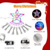 11.48Ft 350Led Multicolored Christmas Star Waterfall Tree String Light Indoor Outdoor Waterproof String Lights With Star Topper 8 Light Modes Memory F
