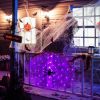 3.28Ft Spider Web Light With Hairy Spider 70Led Battery Powered Remote Control 8 Lighting Modes Glowing Outdoor Indoor Wall Halloween Decoration