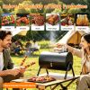 Portable Charcoal Grill Foldable Bbq Grill With Double-Sided Cooking Design, Chimney Vent, 10 Stainless Steel Skewers Carry Handle Outdoor Barbecue Gr