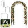 7.87Ft H X 4.59Ft W Adjustable Metal Garden Arch Diy Outdoor Trellis For Climbing Plants Wedding Arch Decoration Iron Arbor For Backyard Garden Entran