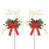 2Pcs Christmas Lighted Reindeer Decoration Led Pathway Stake Lights Battery Powered For Outdoor Garden Lawn Porch Front Door Patio Holiday Decor