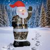8Ft Inflatable Camouflage Santa Christmas Decoration With Warm White Led Lights Built-In Fan 8 Ground Stakes 4 Tether Ropes & 3 Sandbags Outdoor Yard