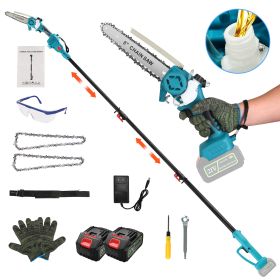 2-In-1 Cordless Pole Saw And Mini Chainsaw With Extension Pole 21V Battery 8” Electric Brushless Pole Chainsaw With Auto Oiler Safety Switch 6.4Lbs Li
