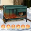 Waterproof Heated Cat House Outdoor Weatherproof Insulated Kitty Shelter Feral Cat Heating Bed With Heating Pad Anti-Chew Cord 2 Doors 3 Windows For I