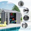8X6Ft Resin Outdoor Storage Shed With Floor Lockable Garden Shed With 2 Windows Ventilation & Sloped Roof Weather-Resistant For Garden Tools Lawn Equi