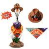 Porch Goose Halloween Costume For 23" Goose Statue Pumpkin Bandana & Cowboy Hat Halloween Yard Decor