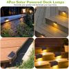4Pcs Solar Powered Led Step Lights Outdoor Ip55 Waterproof Dusk To Dawn Sensor Fence Lamps For Stairs Yard Railing