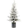 4.5Ft Flocked Christmas Tree With Pot 150 Pre-Lit Warm White Led Lights 19 Pine Cone Decorations Potted Artificial Christmas Tree For Bedroom Living R