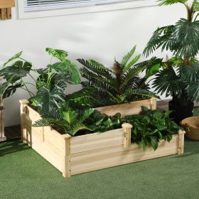 3 Tier Raised Flower Bed Outdoor Planter Box Wooden Garden Bed, Open Bottom for Plants, 42.5"x34.75"x14.25", Natural