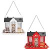 Metal Hanging Bird Feeder House Classic Barn Bird Feeder House Iron Hanging Outdoor Feeder With Visible Window And Lift Top Lid 15.75In Hanging Length