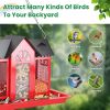 Metal Hanging Bird Feeder House Classic Barn Bird Feeder House Iron Hanging Outdoor Feeder With Visible Window And Lift Top Lid 15.75In Hanging Length